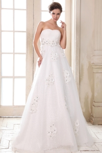 Affordable A-line Sweetheart Flowers Wedding Dress