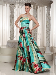 Colorful Pringting Sweetheart A-line Prom Dress Floor-length