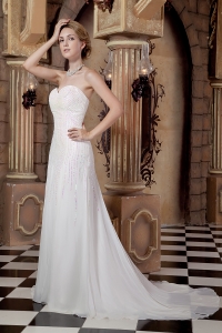 Empire Sweetheart Court Train Sequins Chiffon Wedding Dress