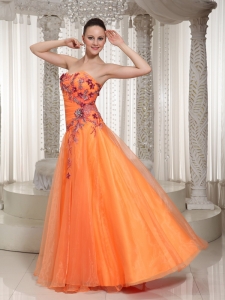 Appliques 2013 Orange Sweetheart Prom Dress