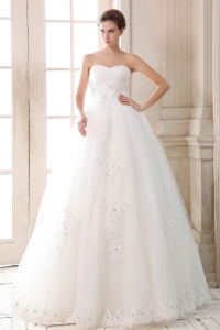 A-line Wedding Dress Sweetheart Floor-length Beading