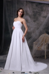 Empire Sweetheart Court Train Chiffon Ruching Wedding Dress