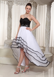 Black And White High Low Sweetheart Prom Dress