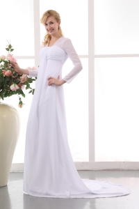 Long Sleeves Court Train Maternity Wedding Dress