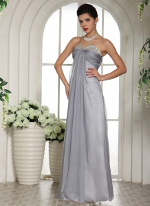 Gray Beading Chiffon Floor Length Prom Dress