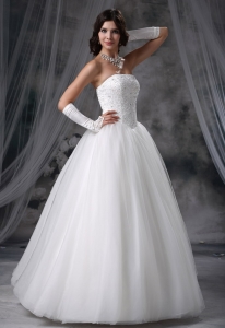 Wedding Dress A Line Beading Tulle 2013 Strapless