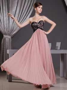 Pink Prom Dress With Sweetheart Laceand Pleat 2013
