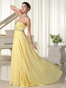 Light Yellow Beaded Sweetheart 2013 Prom Dress