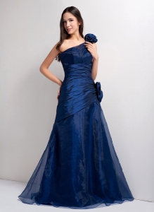 Navy Blue One Shoulder 2013 Floor-length Prom Dress