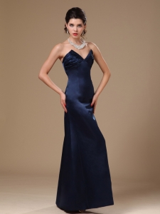 Navy Blue V-neck Prom Gowns Satin Column 2013