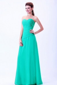 Turquoise Sweetheart Bridemaid Dress With Ruching