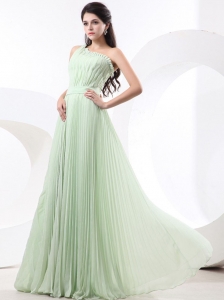 Apple Green Prom Dress One Shoulder 2013 Pleated