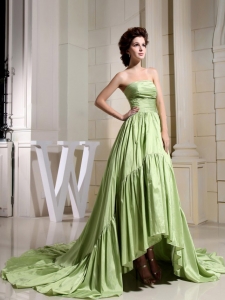 Lime Green Prom Celebrity Dress A-Line Strapless Court Train