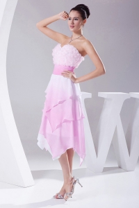 Ombre Fabric Asymmetrical Sweetheart 2013 Prom Dress with sash