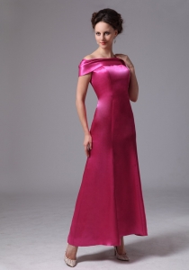 Hot Pink Off Shoulder Ankle-length Prom Dress 2013