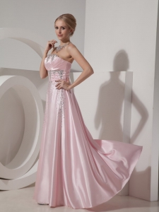 Pink Strapless Floor-length Beaded Prom Dress 2013