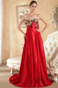 Colorful Beaed Empire Sweetheart Court Train Evening Dress