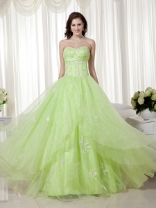Yellow Green A-line Sweetheart 2013 Prom Dress beaded