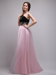 Black and Baby Pink Column Sweetheart Beading Prom / Evening Dress