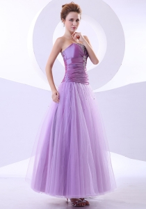 Beading and Appliques Taffeta and Tulle Ankle-length Prom Dress