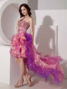 Colorful Sweetheart High-low Beading Prom Dress
