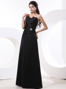 Black Prom Dress Strapless Ruffle and Floor-length