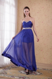 Blue Empire Sweetheart Floor-length Beading Celebrity Dress