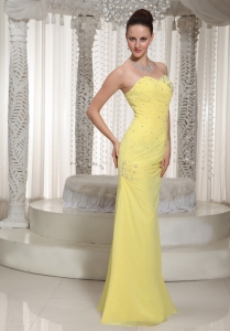 Yellow Sweetheart Prom Dress For Graduation With Beading