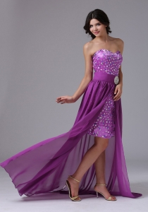 Purple Detachable High-low Rainestones Over Skirt Prom Dress