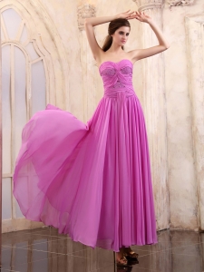 Prom Dress Sweetheart Ruched Ankle-length Chiffon