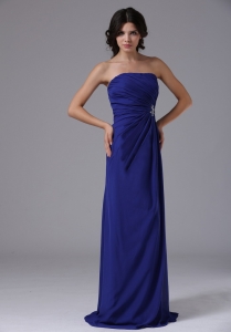 Prom Dress With Ruch Beading Strapless Chiffon