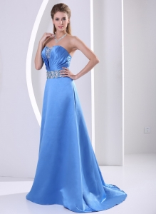 2013 Beading Prom / Evening Dress With Sweep Train Satin