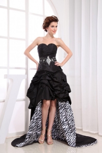 Black Sweetheart High-low Beaded Prom Dress With Pick-ups