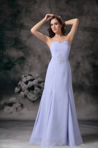 Lilac Sweetheart Floor-length Chiffon Beading Prom Dress