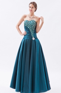 Turquoise A-line / Princess Sweetheart Tafeta Beading Prom Dress