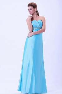 Aqua Blue Beaded Prom Dress Custom Made Taffeta Strapless
