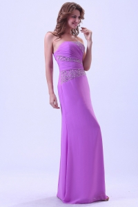 Lavender Prom Dress With Beaded Chiffon Floor-Length