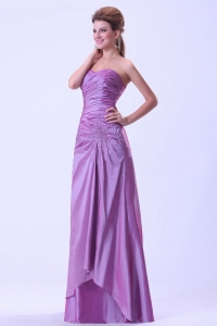 Lavender Prom Dress Beaded and Ruched Sweetheart Floor-length