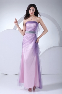 Lavender Ankle-length Strapless 2013 Prom Dress Sash