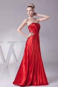 Red Pleat Over Skirt Custom Made Prom Dress Strapless 2013