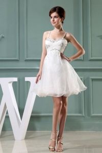 Beaded Organza Shoulder Prom Dress Mini-length Straps A-Line