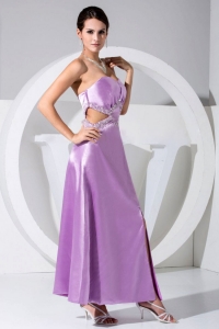 Beaded High Slit Sweetheart Ankle-length Lavender Prom Dress