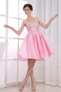 Beading Pink Prom Dress Sweetheart A-Line Knee-length