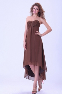 High-low Prom Dress Sweetheart Brown Chiffon Custom Made