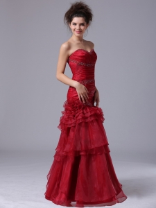 Mermaid Ruffles Red Sweetheart 2013 Prom Dress Beaded