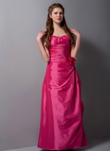 Coral Red Sweetheart Ankle-length Hand Made Flowers Prom Dress