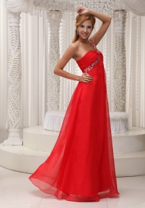 Beaded One Shoulder Red Prom / Evening Dress for Red Carpet