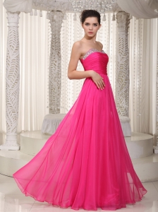 Sweetheart Hot Pink Empire Chiffon Beading Prom/Party Dress