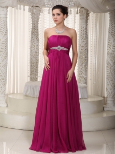 Most Popular Fuchsia Empire Chiffon Beading Prom/Party Dress