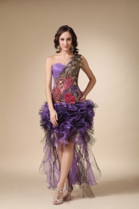 Purple One Shoulder High-low Homecoming Dress